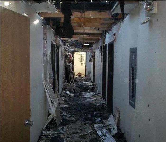 Inside of a building damaged by fire